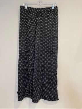 NWT HALARA Black Polka Dot Maxi Slip Skirt Size Large
